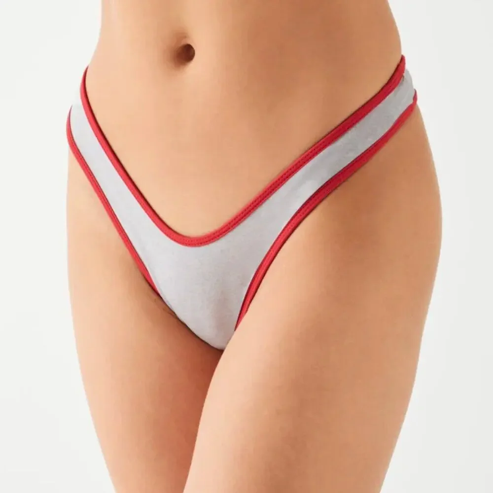 NWT Frankies Bikinis Full Moon Micro Thong Bikini Bottom Cherry Mint Medium M